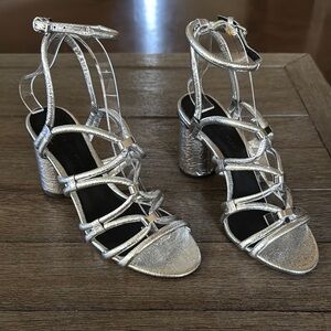 Rebecca Minkoff Apolline Strappy High Heel Sandals Silver